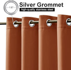 NICETOWN 2 Panels Weighted Blackout Outdoor Curtains for Patio Waterproof, Grommet & Back Tab on top and Bottom Windproof Privacy Thermal Drapes for Gazebo with Fixed Rope, W52 x L95, Burnt Orange