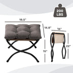 AbocoFur 15"(H) Folding Footrest Stool, Accent Padded Sofa Foot Stool for Lazy Chair, Upholstered Small Foldable Ottoman, Metal Frame Portable Foot Rest Ottoman for Lazy Chair, Bedroom, Dark Grey