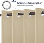 PureFit Outdoor Curtains for Patio Waterproof Weatherproof, UV Resistant Outside Curtains for Gazebo, Front Porch, Pergola, Sun Blocking Privacy Curtain, 120W x 95L inch, 1 Panel, Beige