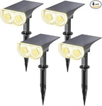 Linkind Solar Lights Outdoor Waterproof IP65, StarRay Dusk-to-Dawn Outdoor Solar Lights, 3 Lighting Modes Solar Spot Lights Outdoor for Garden, Yard, Landscape (Warm White, 4 Pack)