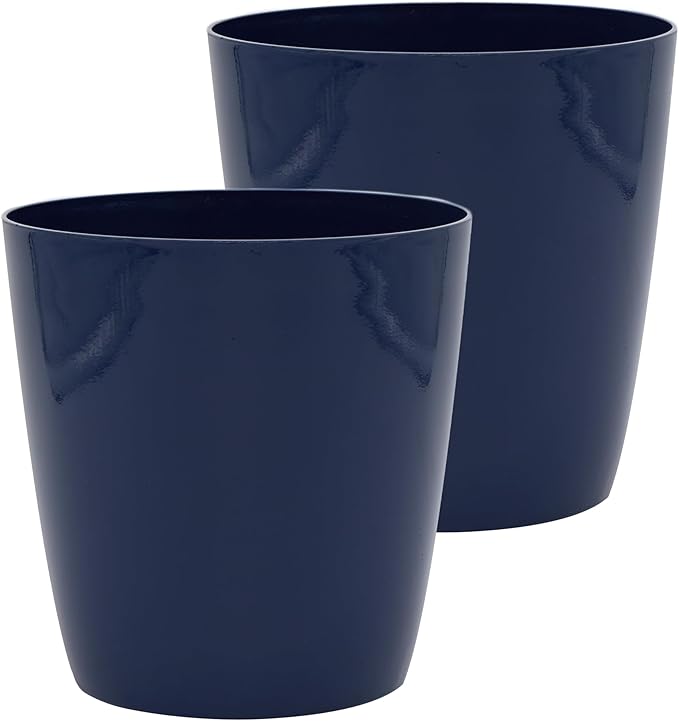The HC Companies Aria Round Self-Watering Pot - Lightweight Plastic Planter for Herbs & More - Durable Plant Pots for Indoor Plants & Outdoor Plants (12" Sapphire Blue, Pack of 2)