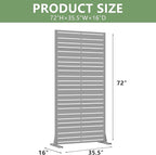 Casaphoria Metal Privacy Screen Outdoor, 72" H x 35" W Freestanding Decorative Privacy Screen for Patio Deck Balcony Garden with Stable Base, Grey-Benjamin