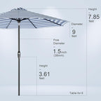 Tempera Patio Market Outdoor Table Umbrella with Auto Tilt and Crank, Large Sun Umbrella with Sturdy Pole & Fade Resistant Canopy, Easy to Set