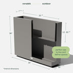 Veradek Block Series Span Plastic Planter - Tall Rectangular Planter for Indoor or Outdoor Patio/Porch, Gray, 30" in Height, 10" in Width, 38" in Length