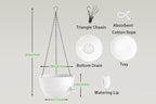 Hanging Planters, 3-Pack 10 Inch Self-Watering Pots with Drainage Holes and Chains, Matte Plastic Planters for Indoor/Outdoor Plant（White）