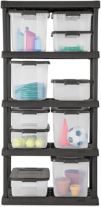 Sterilite 18-Pack Plastic Storage Bins w/ Lids, Shelf Totes Clear Containers, 50 Qt, Gray