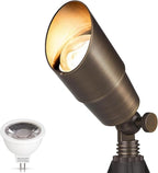 Gardencoin Solid Brass Outdoor Landscape Spotlight, 12V Low Voltage LED Spot Light Waterproof for Garden and Yard Uplighting, Bronze Heavy Duty Accent Lighting Fixture with 2700K Bulb, Single