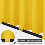 Easy-Going Outdoor Patio Curtains Detachable Tab Top Windproof Weatherproof Curtain for Cabana, Porch, Pergola and Gazebo, Tab Bottom Drape, 2 Panels, 110W x 84L inch, Yellow