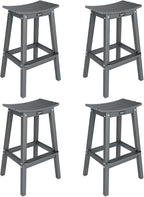 VINGLI 29 Inch Outdoor Bar Stools Set of 4, HDPE Weather Resistant Barstools Heavy Duty Patio Bar Height Chairs for Deck Balcony Kitchen Counter Yard and Poolside (Gray, 29 Inch 4 PC)