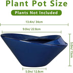 Bonsai Tree Pot 13 Inch - Ceramic Succulent Pots Large Bonsai Planter for Indoor Outdoor Plants Decorative Plant Pot with Drainage Hole Flower Pot for House Garden Room Home Decor Blue