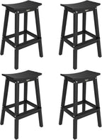 VINGLI 29 Inch Outdoor Bar Stools Set of 4, HDPE Weather Resistant Barstools Heavy Duty Patio Bar Height Chairs for Deck Balcony Kitchen Counter Yard and Poolside(Black, 29 Inch 4 PC)