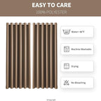 DIVA EN CAMINO DEC Outdoor Patio Curtain Waterproof Darkening Thermal Insulated Indoor Curtains for Bedroom, Porch, Living Room, Pergola, Cabana, W84 x L95, Camel Brown, Set of 2 Panels