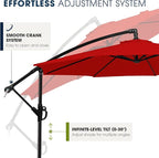 wikiwiki 10ft Patio Umbrella with Base Included, Outdoor Offset Cantilever Umbrella with Sandbag Base for Backyard, Garden and Pool, Easy to Tilt and Crank, Red
