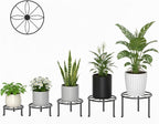 5 Pack Metal Potted Plant Stand Small Short Flower Pot Holder for Multiple Plants Indoor Anti-Rust Plant Pot Rack Shelf Round Plant Holder for Home Garden