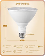 EDISHINE PAR38 LED Outdoor Flood Light Bulbs 2 Pack, 120W Equivalent Dimmable Waterproof LED Flood Light Bulb 3000K Warm Light 18W 1800LM E26 Base for Yard Porch Driveway Garage Christmas, ETL Listed