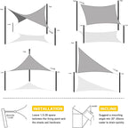Artpuch Waterproof Sun Shade Sail, 10'x10' Light Grey Rectangular, UV Resistant Rain Canopy, Curved Edges Shade Cloth for Outdoor Patio, Deck, Yard