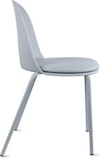 2xhome Modern Stackable Armless Dining Chair | Plastic Shell Seat with Metal Legs | Indoor or Outdoor Use | Home Kitchen Patio (4, Grey, Padded Seat)
