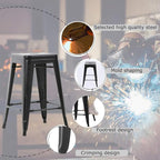 FDW Metal Bar Stools Set of 4 Counter Height Bar Stools 24 Inches Industrial Bar Chairs Patio Stool Stackable Backless Stool Indoor Outdoor Metal Kitchen Stools Bar Chairs (Black Set of 2, 24")