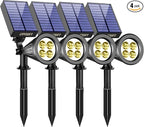 URPOWER Solar Lights Waterproof Solar Lights Outdoor 2-in-1 Adjustable Solar Spotlight Wall Light Auto On/Off Solar-Powered Landscape Lighting for Garden Yard Pathway Swimming Pool (4Pack, Warm White)