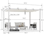PURPLE LEAF 10' x 13' Aluminum Outdoor Pergola White Retractable Pergola with Double Sun Shade Canopy Wind-Resistant Heavy-Duty Metal Pergola for Patios Deck Backyard Garden, White