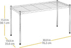 Xcity Storage Shelves, 1 Tier Heavy Duty Metal Shelving Unit, 350 LBS Capacity Adjustable Steel Wire Shelf Organizer for Pantry, Kitchen, Garage, 14" D x 30" W x 15" H, Chrome