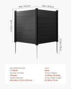 VEVOR 2 Panels Outdoor Privacy Screen, 48 x 48 in Air Conditioner Fence with 27.6 in Ground Stakes, Pool Equipment Enclosure, Horizontal Vinyl Privacy Fence, Ideal for Trash Can and A/C Units, Black