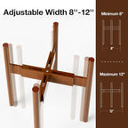 MUDEELA Plant Stand for Indoor Plants: Adjustable Width Fits 8–12 Inch Pots - Mid Century Modern Bamboo Plant Stand - 14.5 Inch Single Tier Small Floor Plant Holder, Dark Brown, 1 Pack (Without Pot)
