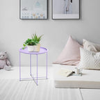 Garden 4 you End Table 2 PCS Metal Side Table Purple Round Folding Tray Cyan Sofa Small Accent Fold-able Table, Round End Table Tray, Next to Sofa Table, Snack Table for Living Room and Bed Room