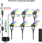 SUNTHIN Outdoor Landscape Lighting with Remote, RGBW Color Changing Spot Uplights, 6 Pack