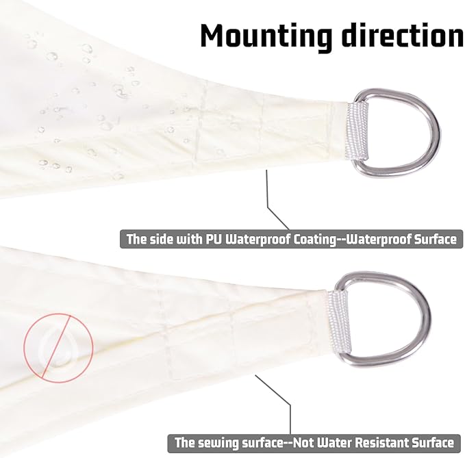LOVE STORY Right Triangle 10'x14'x17.2' Waterproof Sun Shade Sail Canopy UV Block for Outdoor Patio Backyard Carport,Cream(We Make Custom Size)