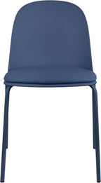 2xhome Parent Modern Stackable Armless Dining Chair | Plastic Shell Seat with Metal Legs | Indoor or Outdoor Use | Home Kitchen Patio (4, Blue, Padded Seat)