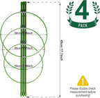 LEOBRO 4 PCS Plant Support Cages, Tomato Cages, Metal Garden Plant Support Ring, Plant Trellis, Plant Stakes for Tomato, Climbing Plant, Flower, Seedlings, 17.7" High, 7.1"/7.87"/8.66" Inner Diameter