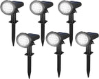 Solar Spot Lights Outdoor，Solar Lights Outdoor Waterproof IP68，Dark Sensing Auto On/Off，Suitable for Garden, Corridor Landscape Lighting and Flag Lighting. (Multicoloured, 6-Pack)