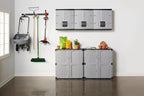 Rubbermaid Wall Mounted Storage Cabinet with Doors 150-Pound Capacity Gray Lockable Three-Shelf Cubbard for Tools/Car Accessories/Cleaning in Home/Garage/Outdoor Areas