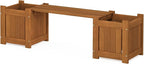 Furinno Tioman Hardwood Mini Outdoor Planter Box with Bench for Garden Plant