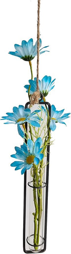 Aoderun Hanging Glass Planter Water Iron Art Hydroponic Vase Transparent Test Tube Flower Hanging Bottle Home Decoration (3pcs-S,M,L)