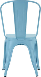 Nazhura Metal Dining Chair Farmhouse Tolix Style for Kitchen Dining Room Café Restaurant Bistro Patio, 18 Inch, Stackable, Waterproof Indoor/Outdoor (Sets of 4) (Blue)