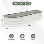 1MORE Galvanized Raised Garden Bed- Planter Garden Boxes Outdoor, Raised Beds for Gardening, 6x2x1ft Metal Garden Bed Kit for Vegetables Flower, Planter Raised Beds with Tools.White
