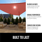 GORILLA GRIP Heavy Duty Sun Shade, UV Protection Fade Tear and Rust Resistant Rectangle Sunshade Canopy, Curved Edges Blocks Sunlight, Breathable Sail, Outdoor Patio, Lawn Garden, 16x16x16, Terra