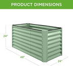 Best Choice Products 4x2x2ft Outdoor Metal Raised Garden Bed, Deep Root Box Planter for Vegetables, Flowers, Herbs, 119 Gallon Capacity, 100% Non Toxic Materials - Sage Green