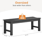 Outdoor Bench Set of 2, 2-Person Patio Backless Benches, HIPS Weatherproof Garden Bench That Never Rot and Fade, Suit for Backyard, Church, Patio, Deck and Entryway (Black)