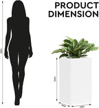 24 Inch Galvanized Steel Planter for Outdoor Plants, White Rectangle Outdoor Planters, Heavy Duty Flower Pot Modern Commercial Residential for Trees Patio Deck Yard Garden