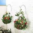FEED GARDEN Iron Wall Hooks Decorative Metal Curved Plant Hanger Hooks, Indoor/Outdoor Use for Hanging Bird Feeders, Wind Chimes, Flower Baskets, Yoga Mat, (White, 8 Inch 2 Pack)