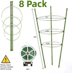 8 Pack Tomato Cage Plant Support Cages for Garden, 18 inches Tomato Trellis for Climbing Plants, Upgrade Garden Plant Stakes with Adjustable Ring, Tomato Rings for Support