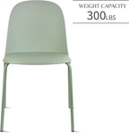 2xhome Modern Stackable Armless Dining Chair | Plastic Shell Seat with Metal Legs | Indoor or Outdoor Use | Home Kitchen Patio (1, Green, No Padding)