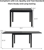 Grand patio 7-Piece Outdoor Dining Set for 6 with 79" Rectangle Expandable Table for 4-6 Person, Metal Woven Wicker Fixed Patio Chairs with Thickened Cushions for Yard, Poolside, Deck (Black)
