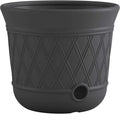 Suncast Lattice Hose Pot for Outdoor Garden Storage, Peppercorn - Holds 300 ft Expandable or 50 ft Standard 5/8" Vinyl Hoses, Resin Hideaway Organizer with Drainage and Water Supply Port