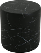 Christopher Knight Home Outdoor Round Side Table,Patio Garden Stool End Coffee Table,Decorative Accent Table for Patio,or Balcony,Lightweight Concrete Material,Black Marble