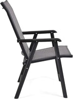 Giantex Set of 4 Folding Patio Chairs, Outdoor Portable Dining Chairs for Garden Camping Poolside Beach Deck Lawn, 4-Pack Sling Armchairs, Metal Frame, Grey
