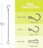 RIFNY 20 Inch Chain for Hanging Plants, Black Small Plant Chains for Hanging Baskets Kits with Hooks for Bird Feeders Planters Billboards Lanterns Wind Chimes Ornaments Outdoor Indoor Use (10 PCS)